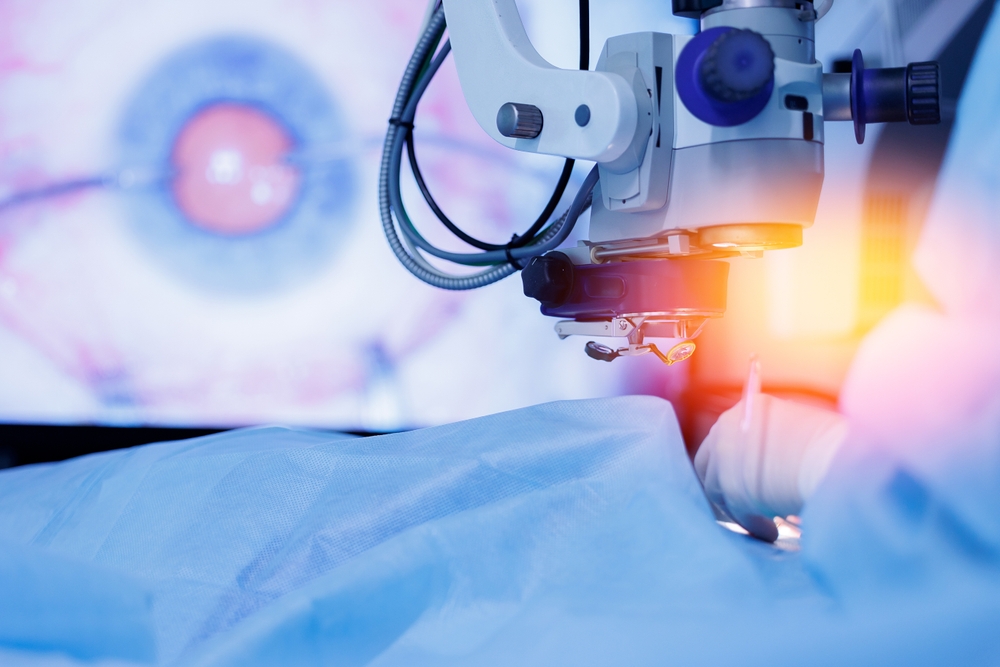 Lasik,Treatment.,Laser,Vision,Correction.,Doctor,Examines,Fundus,In,Microscope,
